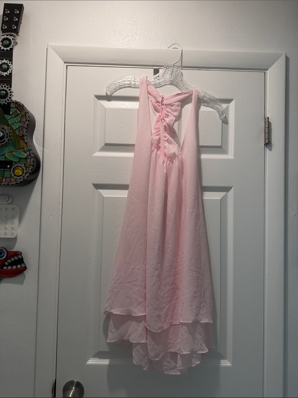 In Bloom Light Pink Backless Ruffle Halter Dress